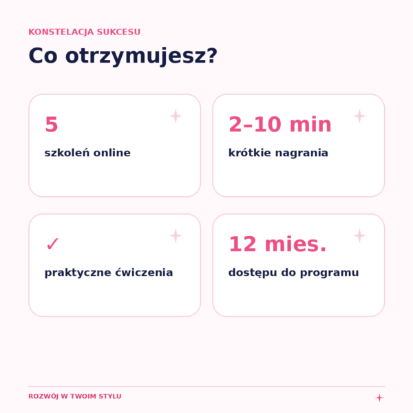 04_co_otrzymujesz Program online o budowaniu biznesu – szkolenia, krótkie nagrania, ćwiczenia i rok dostępu